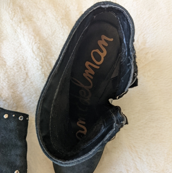 Sam Edelman Black Suede Studded Heeled Booties Size 7 - Picture 3 of 10